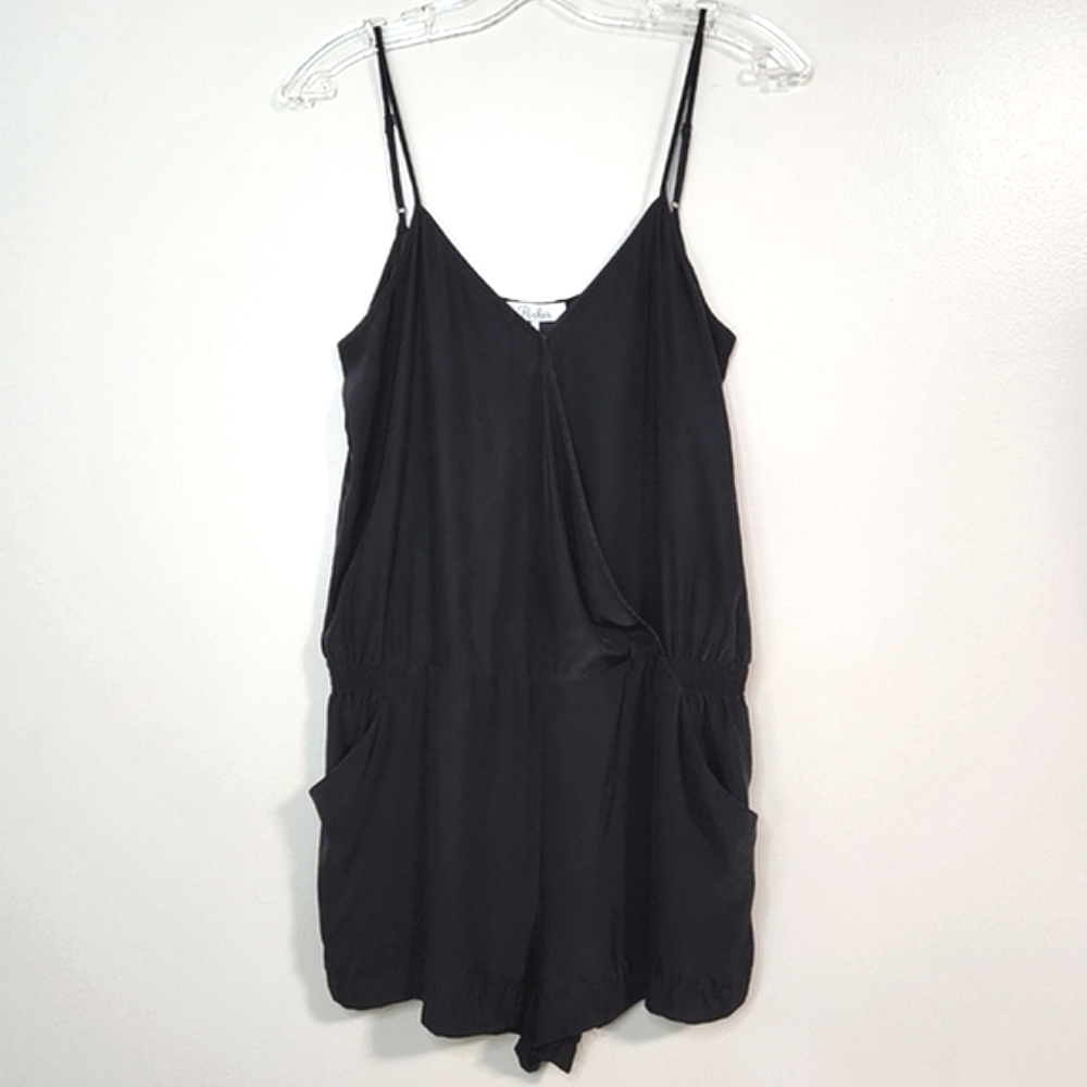 🔥FINAL🔥Parker Black 100% Silk V-Neck Romper, Size L ~ EUC